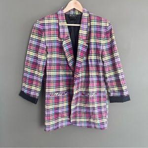 Vintage multi colored plaid blazer ms. Choice